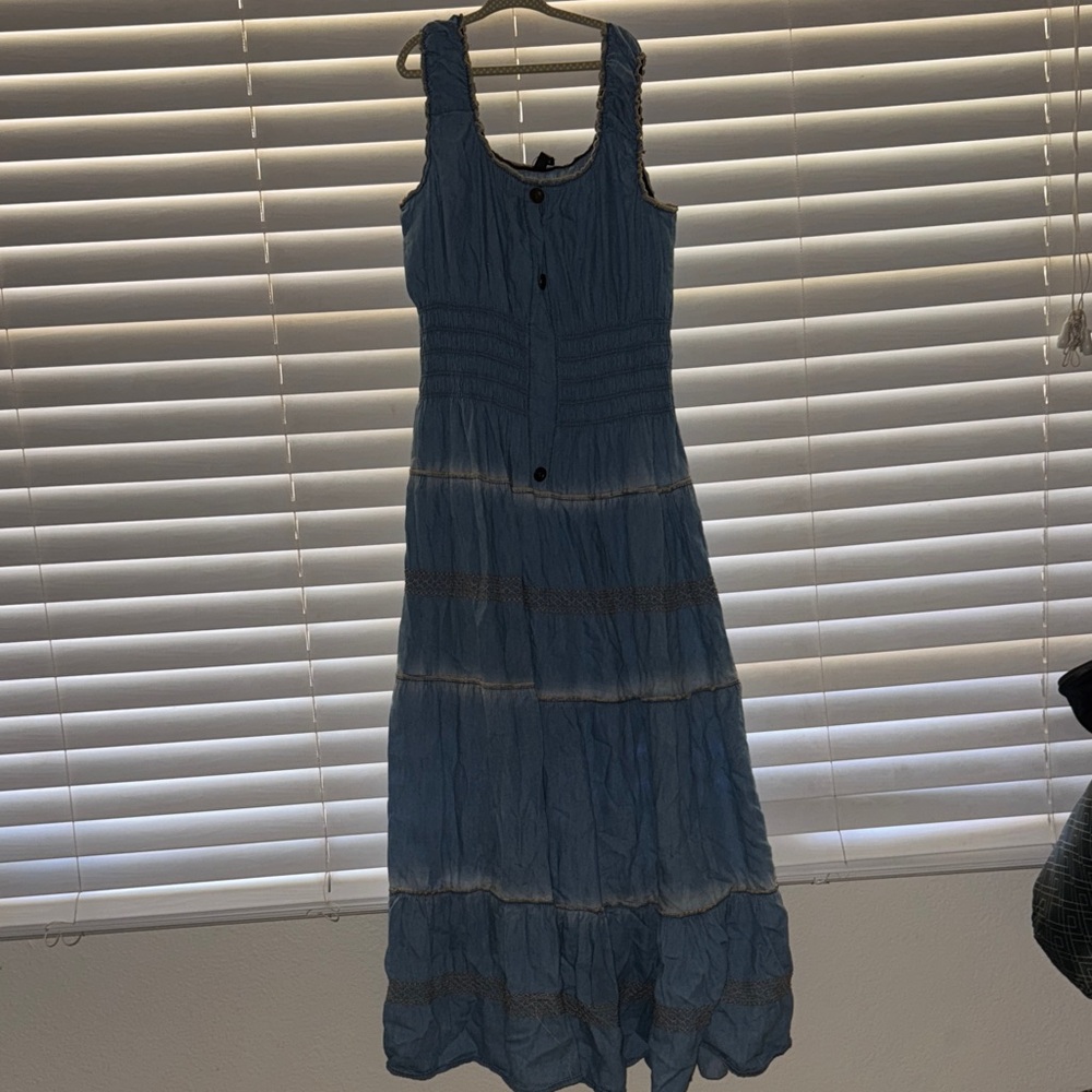 Blue Sleeveless off the shoulder Maxi Dress
